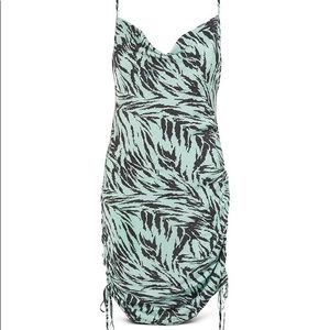 WAYF
Leola Ruched Mini Dress In Mint Tiger Size M